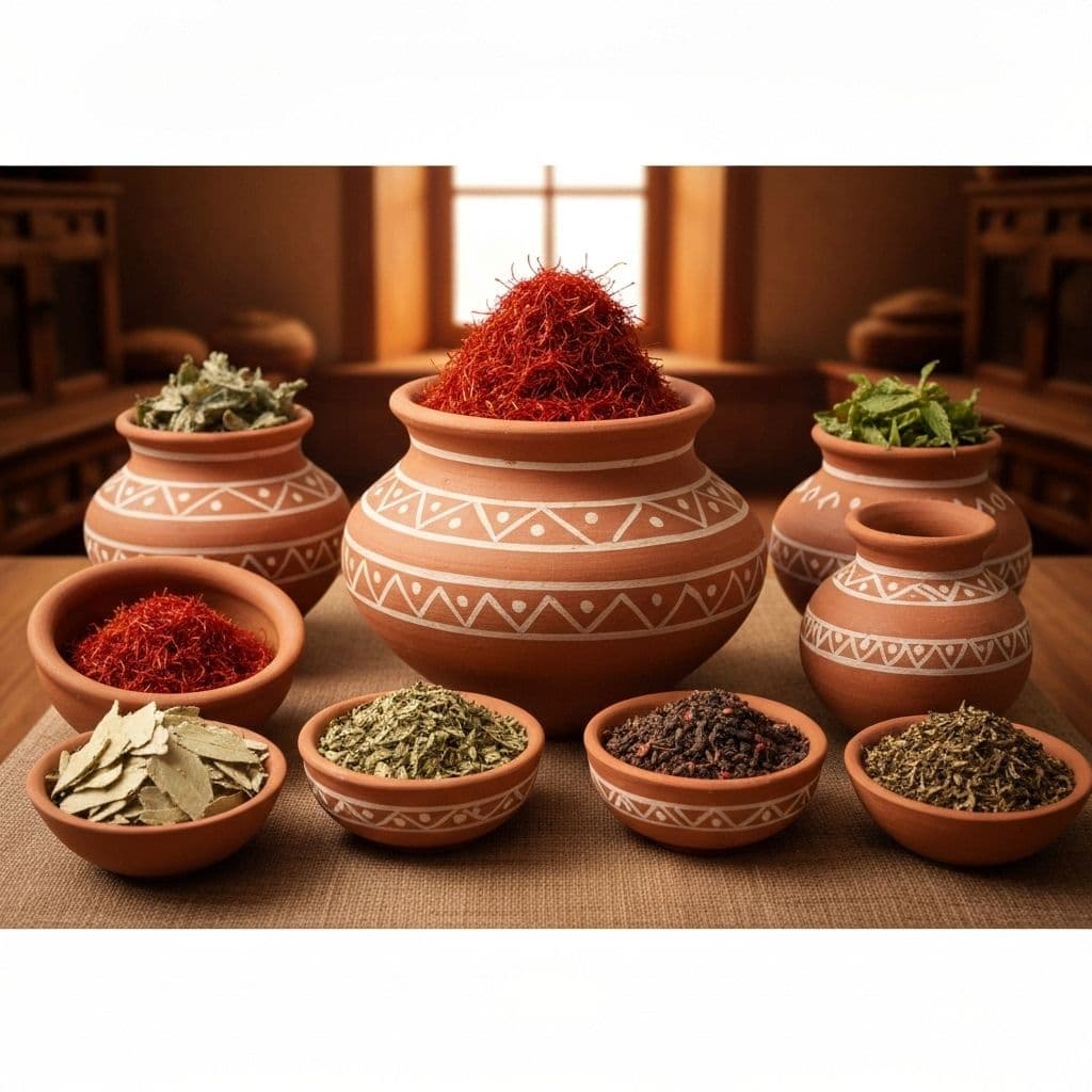Unani herbs and traditional setup