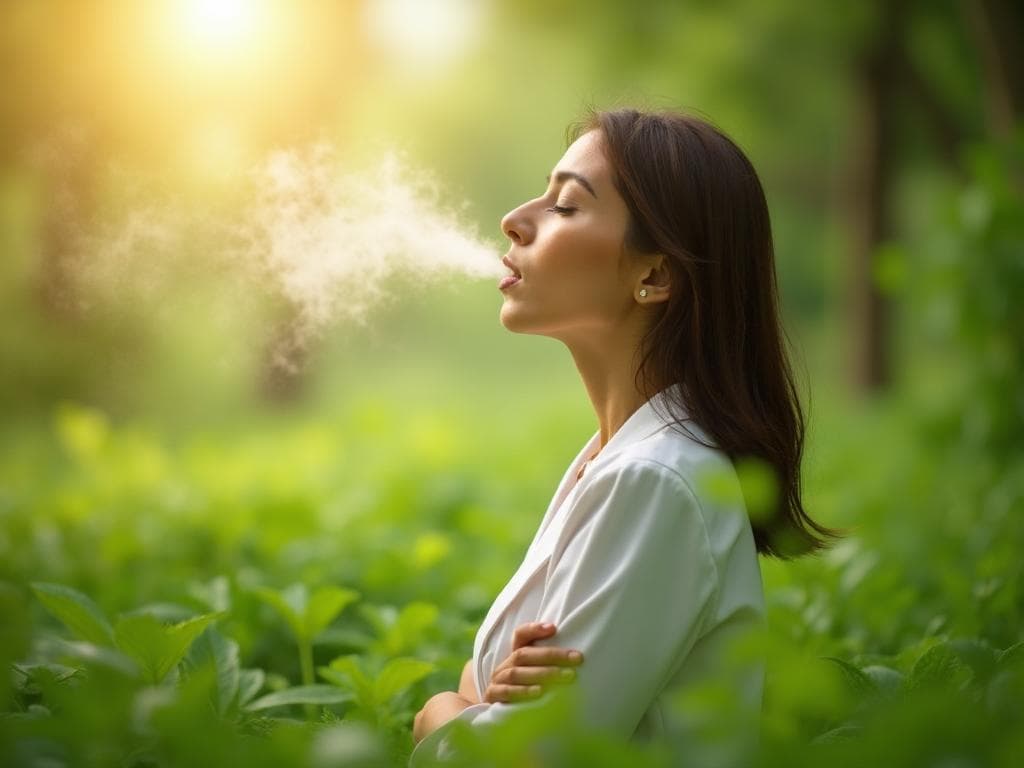 Natural allergy relief - Patient breathing fresh air in nature
